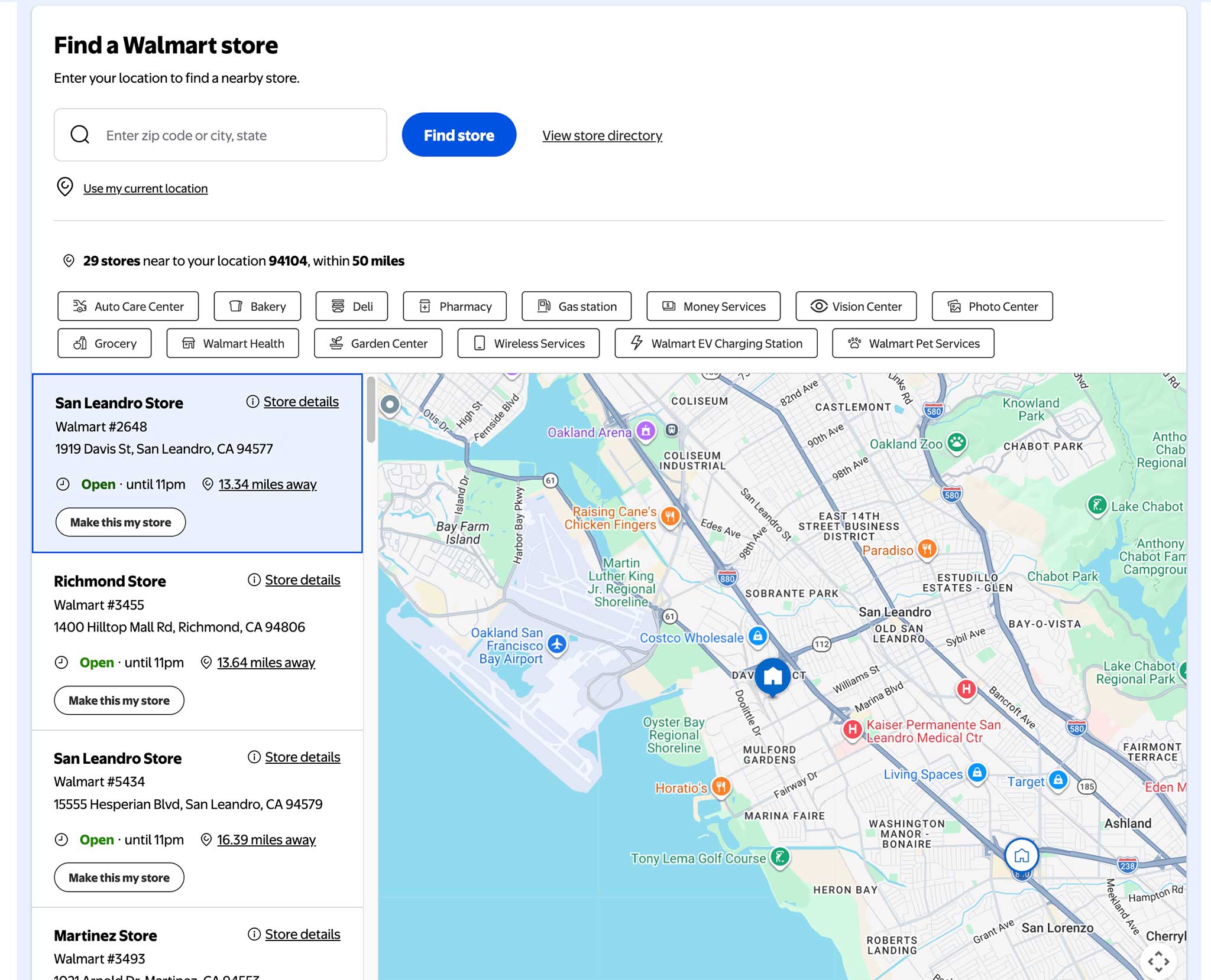 Use the Walmart app or website store locator Use the Walmart app or website store locator